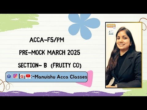 ACCA-F5/PM | PRE MOCK MARCH 2025| SECTION A| FULL VIDEO