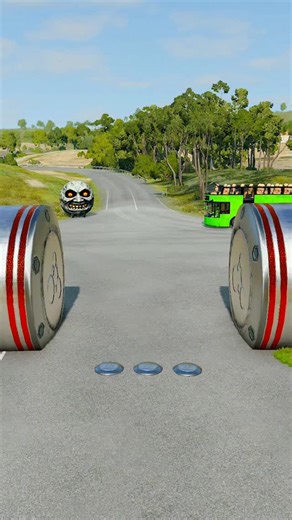 SuperReact 🔔 on Instagram: "Monster Moon & Capsule Buses vs Hydraulic Crush - #beamngdrive"