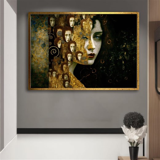 Surreal Faces, Abstract Portrait Canvas, Modern Artistic Wall Art, Decorative Face Collage Canvas, Contemporary Home Framed Wall Art - Etsy