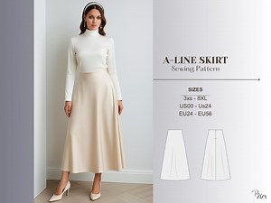 Modest Maxi Skirt Sewing Pattern Flowy Skirt PDF Beginner Friendly A Line Style Skirt Printable DIY Long Skirt Digital Pattern - Etsy