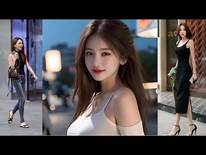 Let's see: Beautiful women walking down on the street, fashion chinese girl