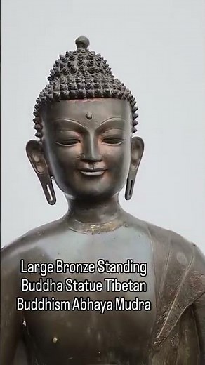 Large Bronze Standing Buddha Statue Tibetan Buddhism Abhaya Mudra #buddha #canonburyantiques