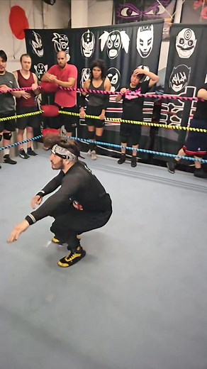 12K views · 119 reactions | Lucha Libre agility/Footwork drill. Up and Over, Back roll, turnbuckle exit, jump in, spring up to 2nd, jump down, back roll, Right foot spring out to apron, Front Flip into the ring. #SantinoBros #ProWrestlingLosAngeles #WrestlingSchoolsNearMe #ProWrestling | Santino Bros Wrestling Academy | Facebook