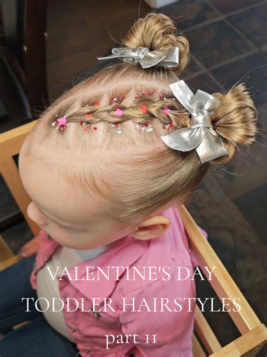 Valentine’s Day Toddler Hairstyles | Part 11 💘 This Valentine’s Day dragon braid is TOO cute!! I'm obsessed 😍 Glitter is from @Dittobug-Hair code MELANIE10 saves you 10%🙌🏻 SAVE THIS FOR LATER 💘 #ValentinesDay #valentinesdayhair #dragonbraid #toddlerhairstyles #toddlerhair