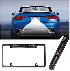 Junecarp 8-LED License Plate Backup Camera,HD Night Vision Back Up Camera for Cars,Universal Waterproof Backup Camera License Plate with 170°Wide Angle Fits Most Car,Truck,SUV, 12.2x6.38x1.14 inch