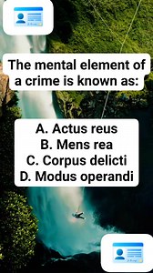 The mental element of a crime is known as: A. Actus reus B. Mens rea C. Corpus delicti D. Modus operandi | Crim students tambayan