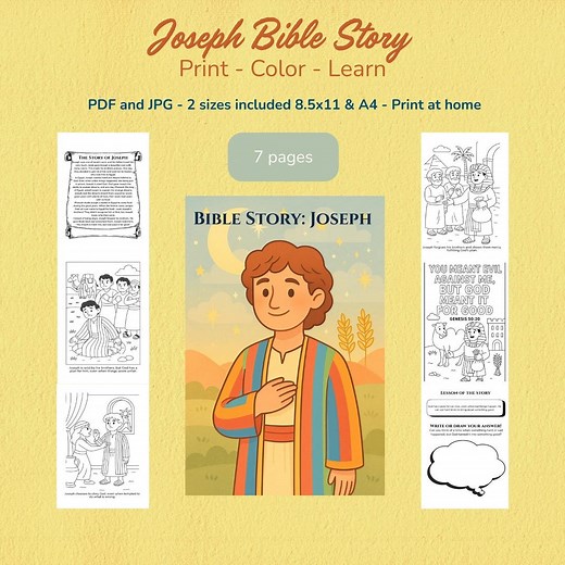 Joseph Bible Story Coloring Pages: Christian Sunday School Printable (PDF Download) - Etsy