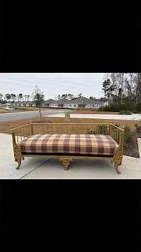 Paint an entire rod iron daybed with me using Rub ’N Buff! 🎨 #furnitureflip #fypシ