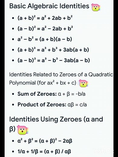 Important identities,Polynomials,class 10,cbse