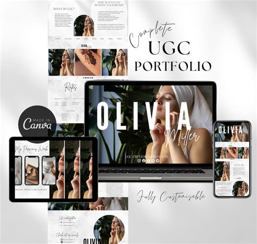 Modello Canva per portfolio UGC / Media Kit in stile Web (PLR/MRR) - Etsy Italia