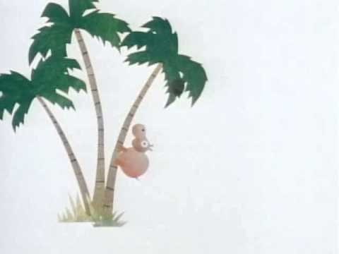 Classic Sesame Street animation - a hippo tries to get a coconut off a tree