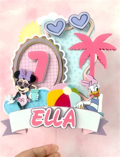 Pool Party Cake Topper, Minnie Pool Party Cake Topper, Minnie and Daisy Birthday, Pool Party Theme, Summer Pool Party Cake Decoration - Etsy