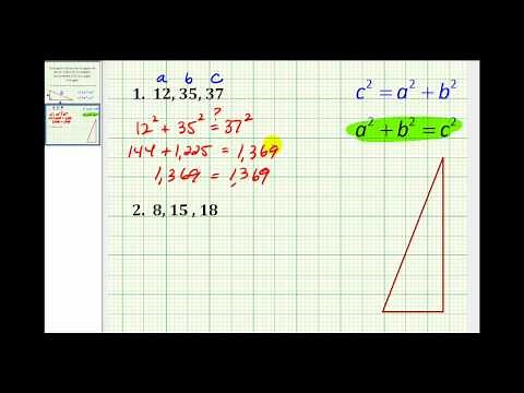 Example: Determine if a Triangle is a Right Triangle Given the Length of 3 Sides