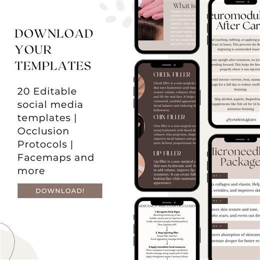 Clinic Template Bundle | Social Media Facemaps, Protocols | Canva Editable, PDF Download - Etsy