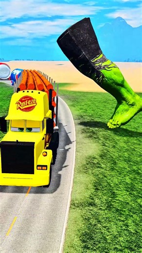 Mixed Color Small to Giant vs Unfinished Road – BeamNG.drive #beamngdrive #automobile #usa #beamng