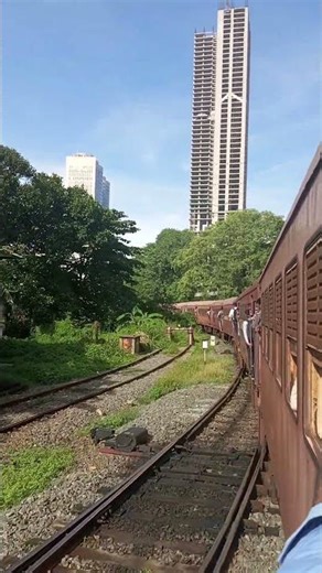 Diesel electrical multiple unit Red old indian train travel Railway Sri Lanka Colombo