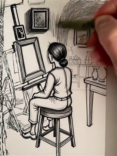 Pen drawing in time lapse.