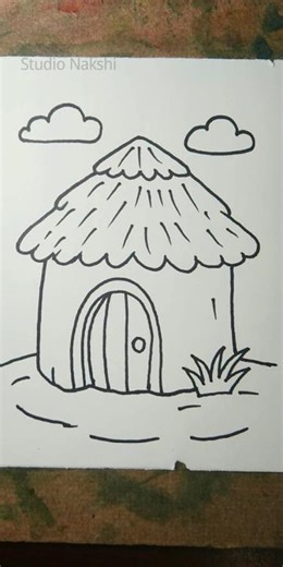Easy Hut Drawing for Kids 🏡 | Simple Village House Drawing | Step by Step #drawingforkids #drawing