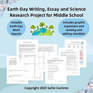 Earth Day Writing, Language Arts Essay & Science Research Project, Middle School