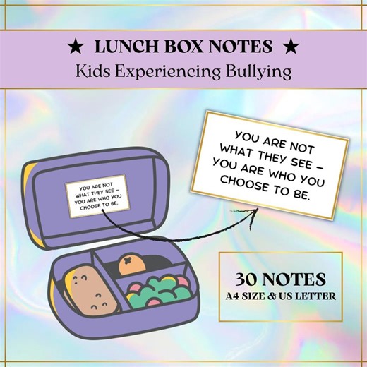 30 Lunch Box Notes for Kids Experiencing Bullying, Uplifting Messages for Confidence & Kindness, A4/US Letter - Etsy