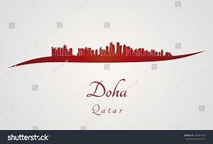 Doha Skyline Red Gray Background Editable Stock Vector (Royalty Free) 165367910 | Shutterstock