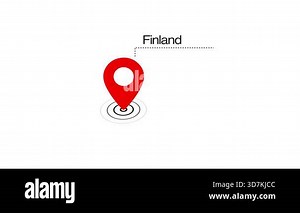Finland location marker animation on transparent background. Finland map label with location pin symbol. Finland map with destination location concept