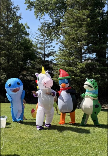 This time last year I was 3-4 sessions into chemo for stage 4 breast cancer and I couldn’t participate in family gatherings. The chemo was aggressive and I was immunocompromised so we didn’t go anywhere to keep germ exposure down. I told my brothers last year that when I kicked cancer’s ass, I wanted us to dress up in blow up animal suits and dance our asses off, and we did just that this year! Btw, I did kick cancer’s ass and I’m eight months into remission. In case you’re wondering, I’m the un