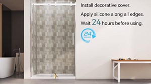 Hasipu Shower Doors, 44"-48" W x 76" H Single Sliding Frameless Shower Door with ANSI & SGCC Certified 5/16" (8mm) Crystal Clear Tempered Glass with Explosion-Proof Film, Brushed Nickel