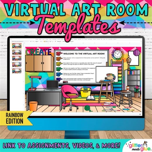 Virtual Art Room Editable Google Slides Template for Elementary & Middle School