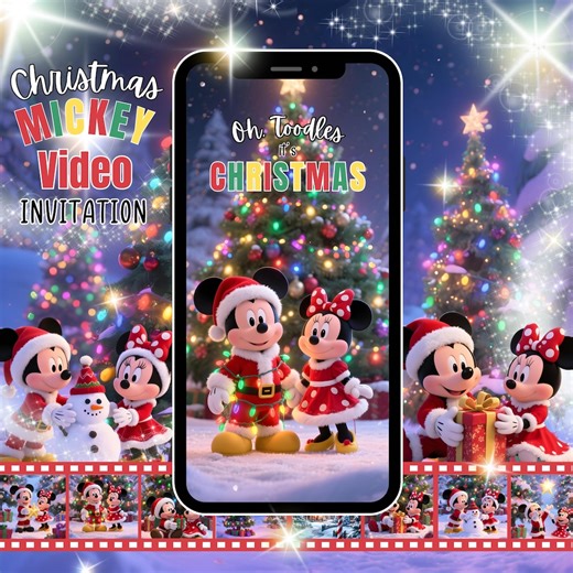 Mickey & Minnie Mouse Christmas Party Video Invitation: Xmas Invite (MP4 Digital Download) - Etsy Australia