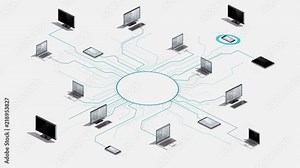 Internet of things computer technology connect network system. 4k animation. Stock Video