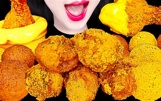 Jane ASMR FRIED CHICKEN, CHEESE BALL, CHEESE SAUCE EATING