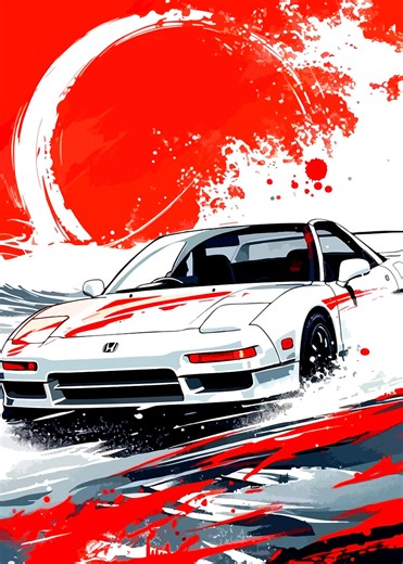 'White Honda NSX with Red Accents' Poster, picture, metal print, paint by Alaye Parton | Displate