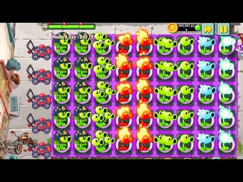 Plants Vs zombies 2 Max Level All Peashooter Vs All Zombies Gameplay Challenge | Pvz 2 Modern Day