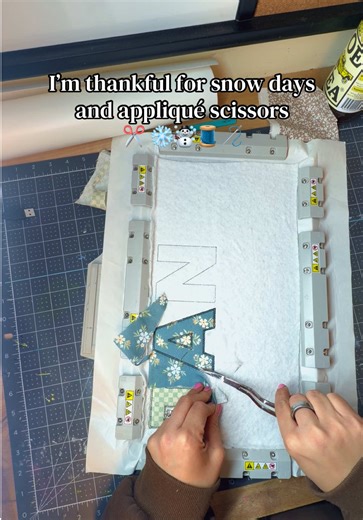 The curved blade on these appliqué scissors makes you able to cut as close to the stitch as possible without busting a stitch or cutting your fabric underneath - thank me later!! #sewing #embroidery #embroiderymachine #sewingtiktok #babiesoftiktok