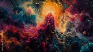 A thought bubble with an intricate network of connections representing the complex neural pathways that give rise to our consciousness. Inside the bubble a collage of images Stock Video