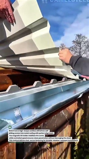 Precision Metal Roofing Screw Fixing #ConstructionTech #MetalRoofing #PowerTools