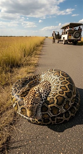 Will the leopard be swallowed by the python, who will survive the clash