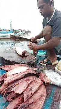 Beautiful view❗🔥 This uncle's skilled hands cut fresh tola fish on the beach #fishmarket #fyp #fish