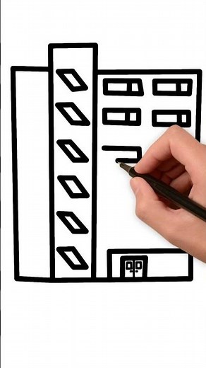How to Draw a Building 🏢 | Simple Drawing for Kids | KidsTube