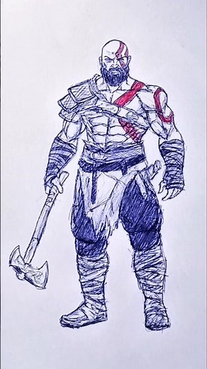 Kratos ☠️ Speed Drawing StickMan 😳 #anime #drawing #dragonball #goku #kratos #shorts