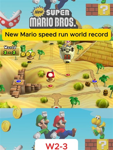 Word 2-3-New Mario speed run world record #mario #supermario #マリオ #DS #nintendo #record #speedrun #マリオ