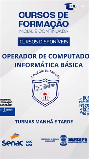 General Siqueira on Instagram: "Hoje iniciamos as aulas do curso de Operador de Informática Básica, realizado pelo Senac em parceria com a Secretaria da Educação do Governo do Estado. Nossos 60 alunos terão a oportunidade de adquirir habilidades profissionais e de se preparar para o mercado de trabalho após o ensino médio."