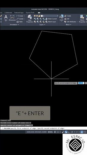 COMO DIBUJAR POLIGONOS CON LADO EXACTO EN AUTOCAD 👍 #shorts #autocad #aprendeautocad #autocad2024