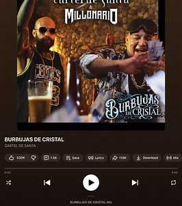 BURBUJAS DE CRISTAL – Cartel De Santa 🎤💨🍾 Un clásico que no pierde su “filo” ni su peso con el paso de los años. En “Burbujas de Cristal”, Babo y Millonario nos sumergen en una atmósfera densa, cargada de humo y hedonismo, donde la realidad se distorsiona entre el lujo, las fiestas y los excesos. La letra es una oda al estilo de vida de “la clica”: vivir rápido, disfrutar el momento y mantenerse en esa burbuja de éxito y placer que solo los que han coronado pueden entender. Con la producción 