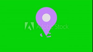 Map route location icon animation on green screen. Route location icon animation with key color. Map location marker. Color key. 4K video