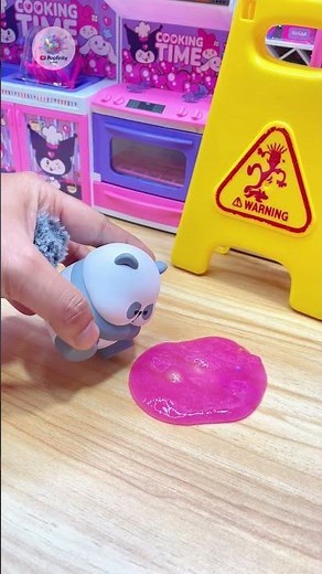 Popfinity ASMR | Miniature Panda Slips on Pink Slime & Clean-Up