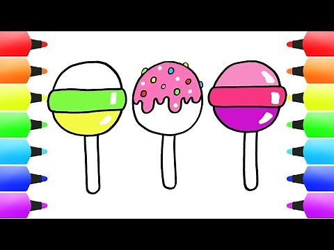 HOW to DRAW CUTE LOLLIPOP for KIDS! (with Glitter Sticks) | AWESOME Drawings for Children