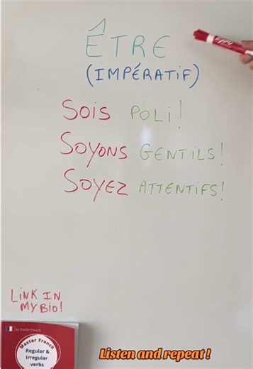 Be confident with the French imperative! Listen and repeat the verb être at the imperative forms. #frenchlanguage #frenchverbs #frenchgrammar #learnfrench