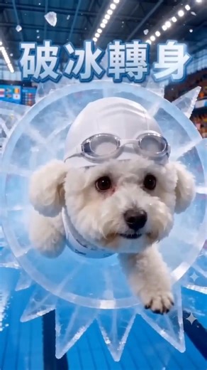 Bichon Frise Wins Olympic Gold in Swimming #dog #swimming #破冰轉身 #AI #搞笑 #狗狗 #dog #funny #cute